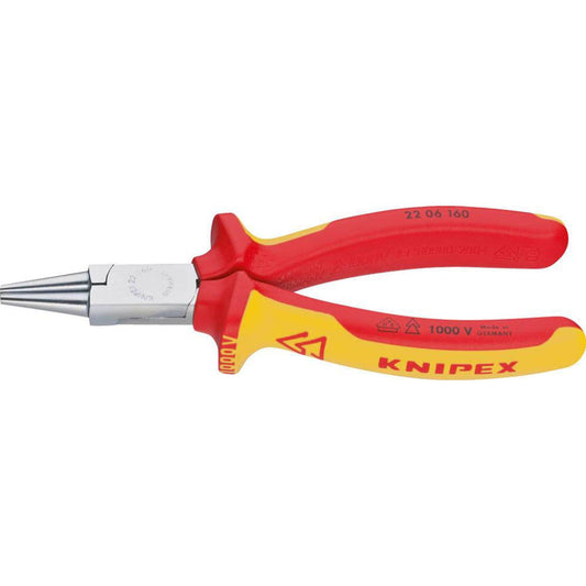 KNIPEX Rundzange VDE verchromt 16,0 cm | 22 06 160