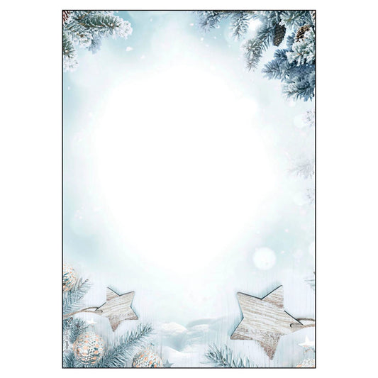 SIGEL Weihnachtsbriefpapier Snow Star Motiv DIN A4 90 g/qm | DP312 | 1 Pack = 25 Blatt