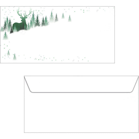 SIGEL Weihnachtsbriefumschläge Christmas Forest DIN lang ohne Fenster | DU284 | 1 Pack = 25 St.