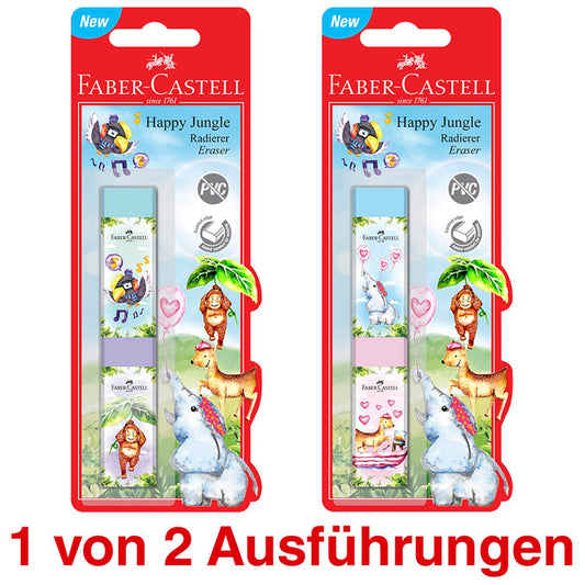 FABER-CASTELL Radiergummis Happy Jungle | 188737 | 1 Pack = 2 St.