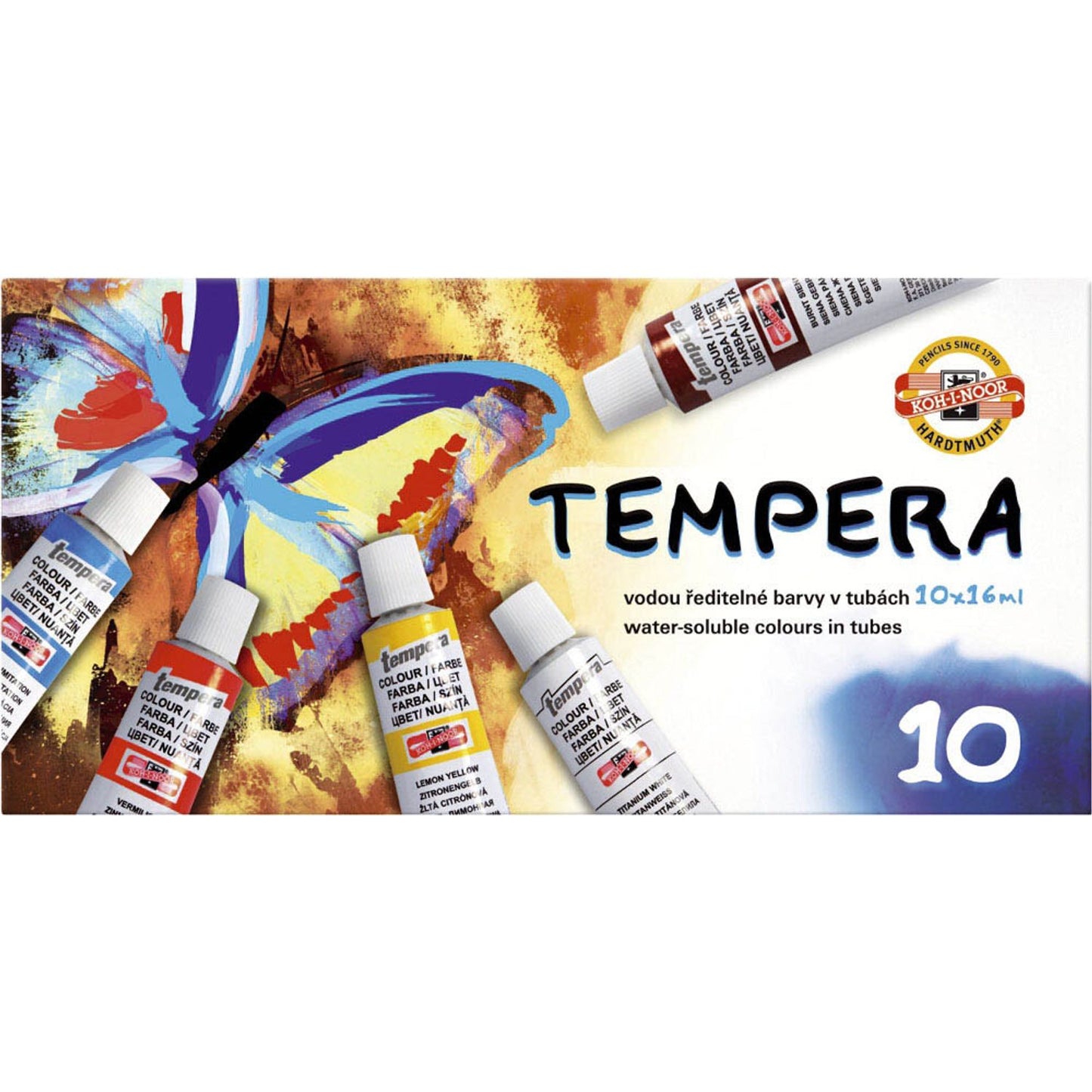 KOH-I-NOOR Tempera Temperafarben farbsortiert 10 x 16,0 ml | 162548 | 1 Pack = 10 St.
