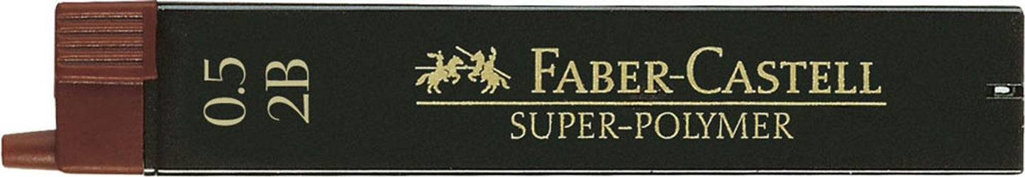 FABER-CASTELL SUPER-POLYMER Feinminen-Bleistiftminen schwarz 2B, 12 St.