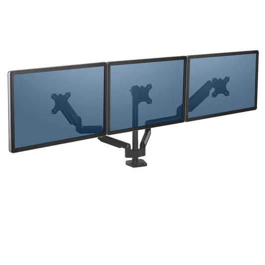 Fellowes Monitor-Halterung Platinum Series schwarz für 3 Monitore, Tischklemme, Tischbohrung | 8042601