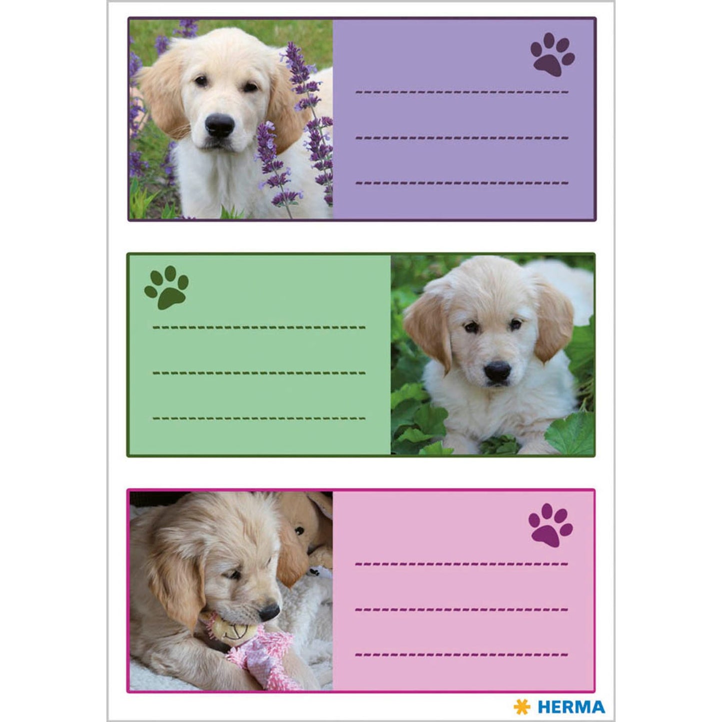 HERMA Schuletiketten Hunde, 9 Etiketten | 5529 | 1 Pack = 9 St.