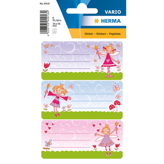 HERMA Schuletiketten Prinzessin, 6 Etiketten | 4918 | 1 Pack = 6 St.