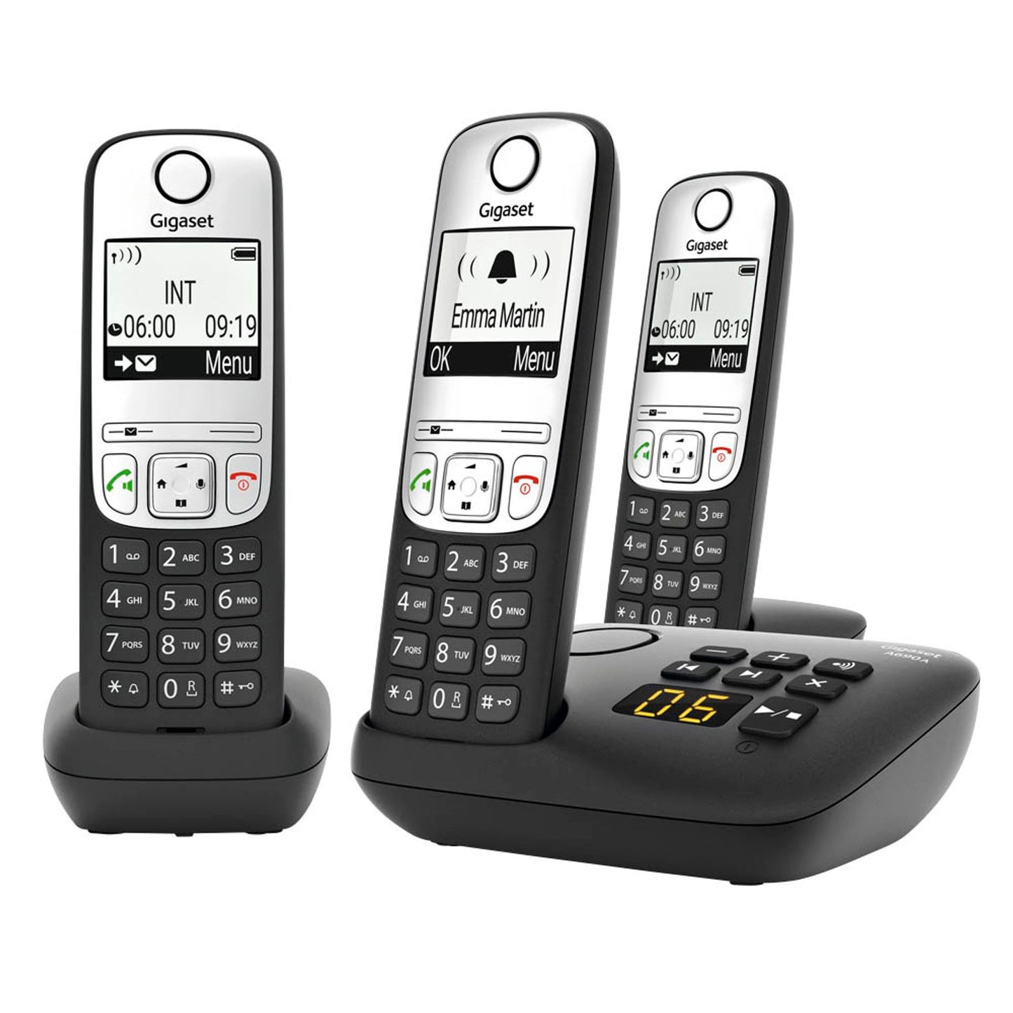 Gigaset A690A Trio Schnurloses Telefon-Set mit Anrufbeantworter schwarz | L36852-H2830-B111