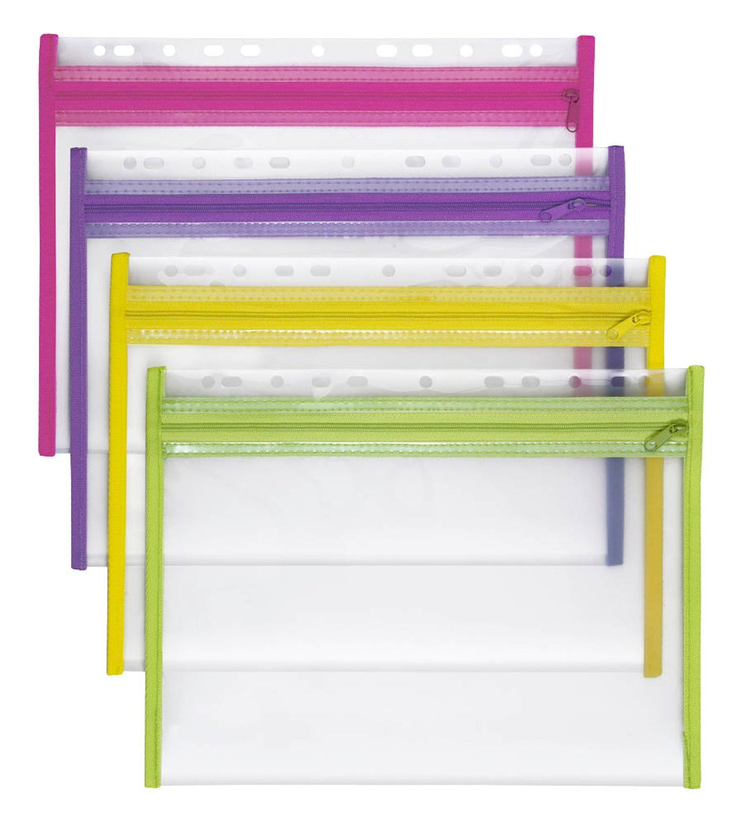 VELOFLEX Reißverschlussbeutel VELOBAG® transparent/pink, lila, grün, gelb 0,3 mm, 4 St.