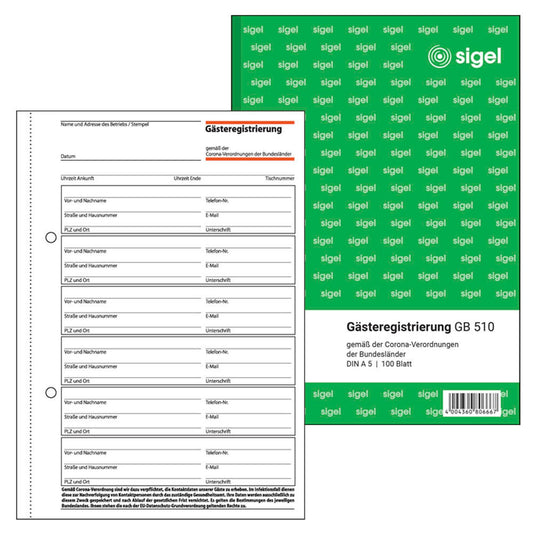 SIGEL Gästeregistrierung Formularbuch | GB510