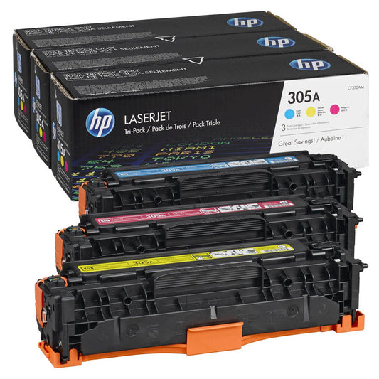 HP 305A () cyan, magenta, gelb Tonerkartuschen, 3er-Set | CF370AM | 1 Pack = 3 St.