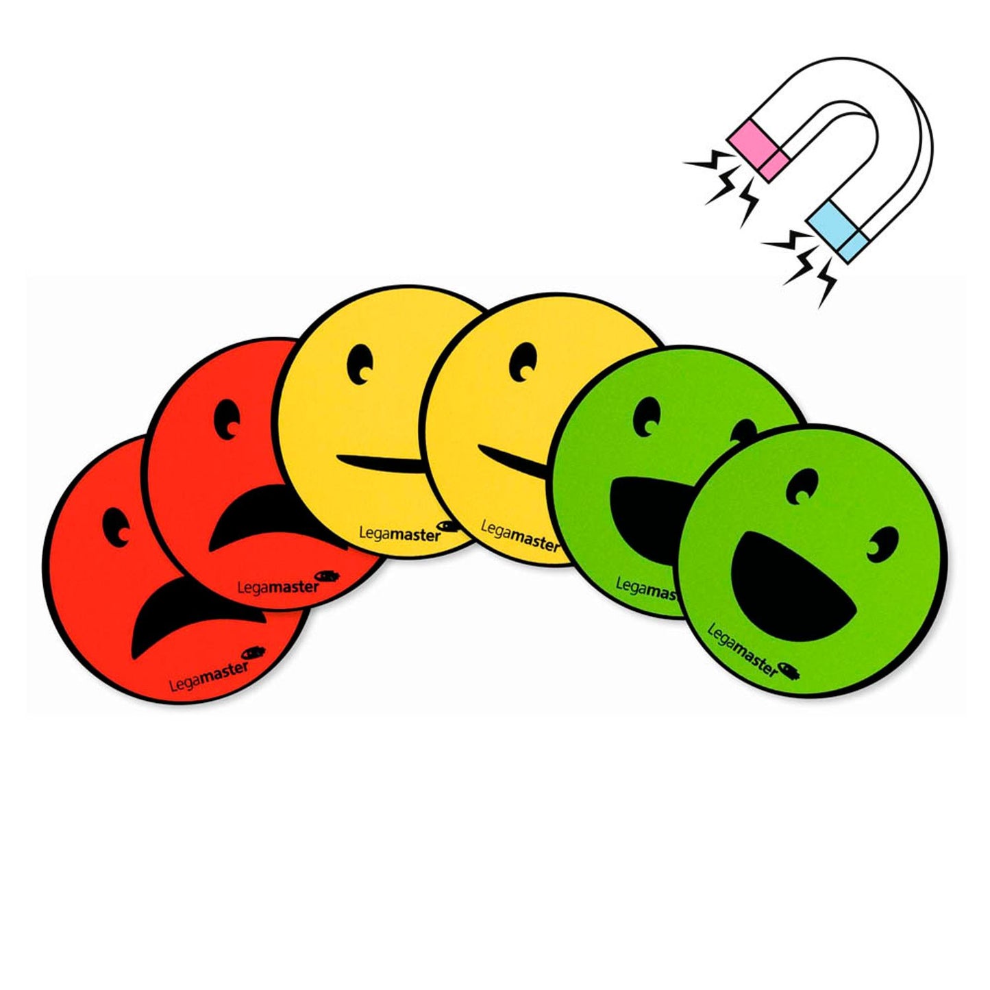 Legamaster Agile Smiley gemischt Magnete Motiv, Kunststoff Ø 5,0 cm | 7-123304 | 1 Pack = 6 St.
