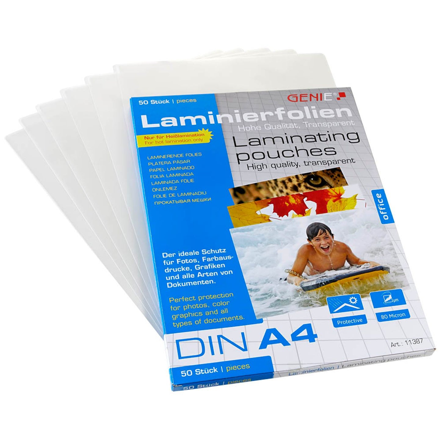 GENIE Laminierfolien glänzend für A4 80 micron | 11387 | 1 Pack = 50 St.