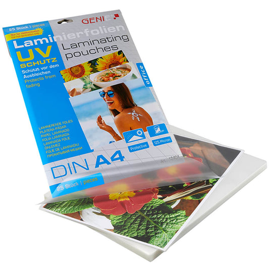 GENIE Laminierfolien glänzend für A4 125 micron | 12404 | 1 Pack = 25 St.