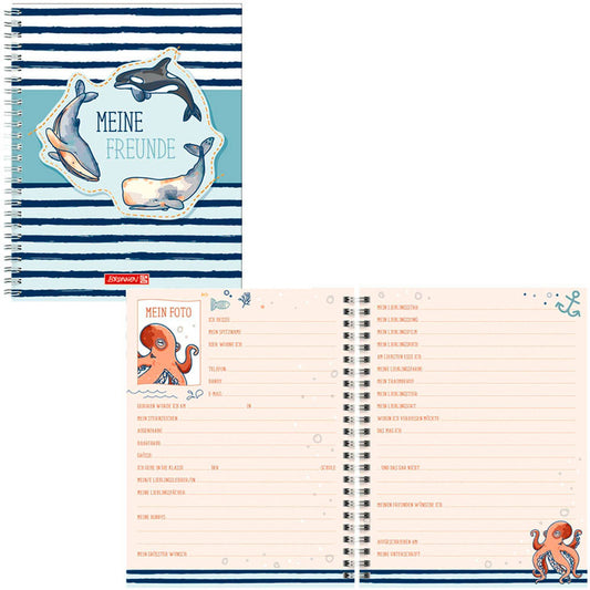 BRUNNEN Freundebuch Happy Ocean ca. DIN A5 liniert, blau Hardcover 80 Seiten | 10-62091741