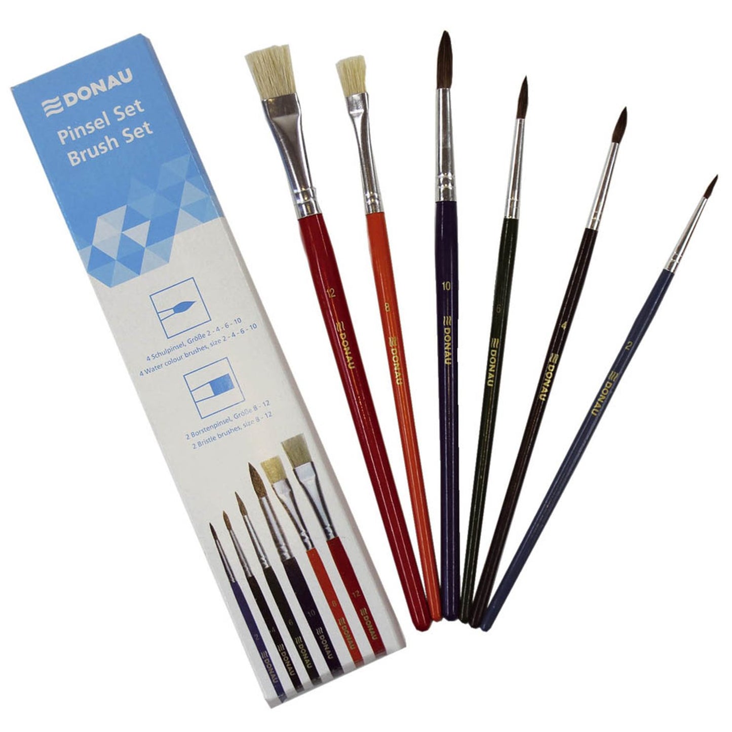 DONAU Pinsel-Set Größe 2, 4, 6, 8, 10, 12, 6-teilig | 5340100-99 | 1 Pack = 6 St.
