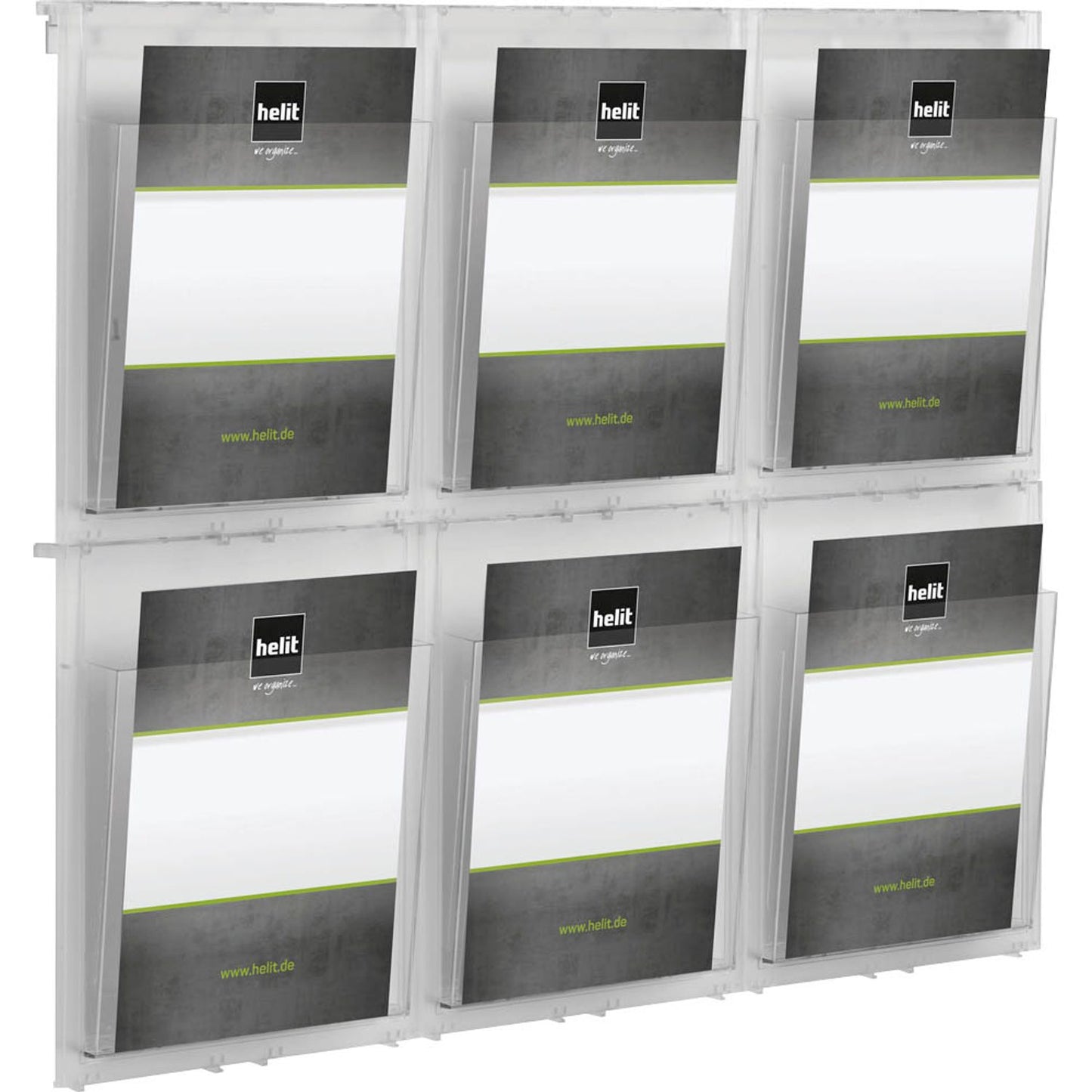 helit Wandprospekthalter the placativ transparent DIN A4 6 Fächer | H6812002