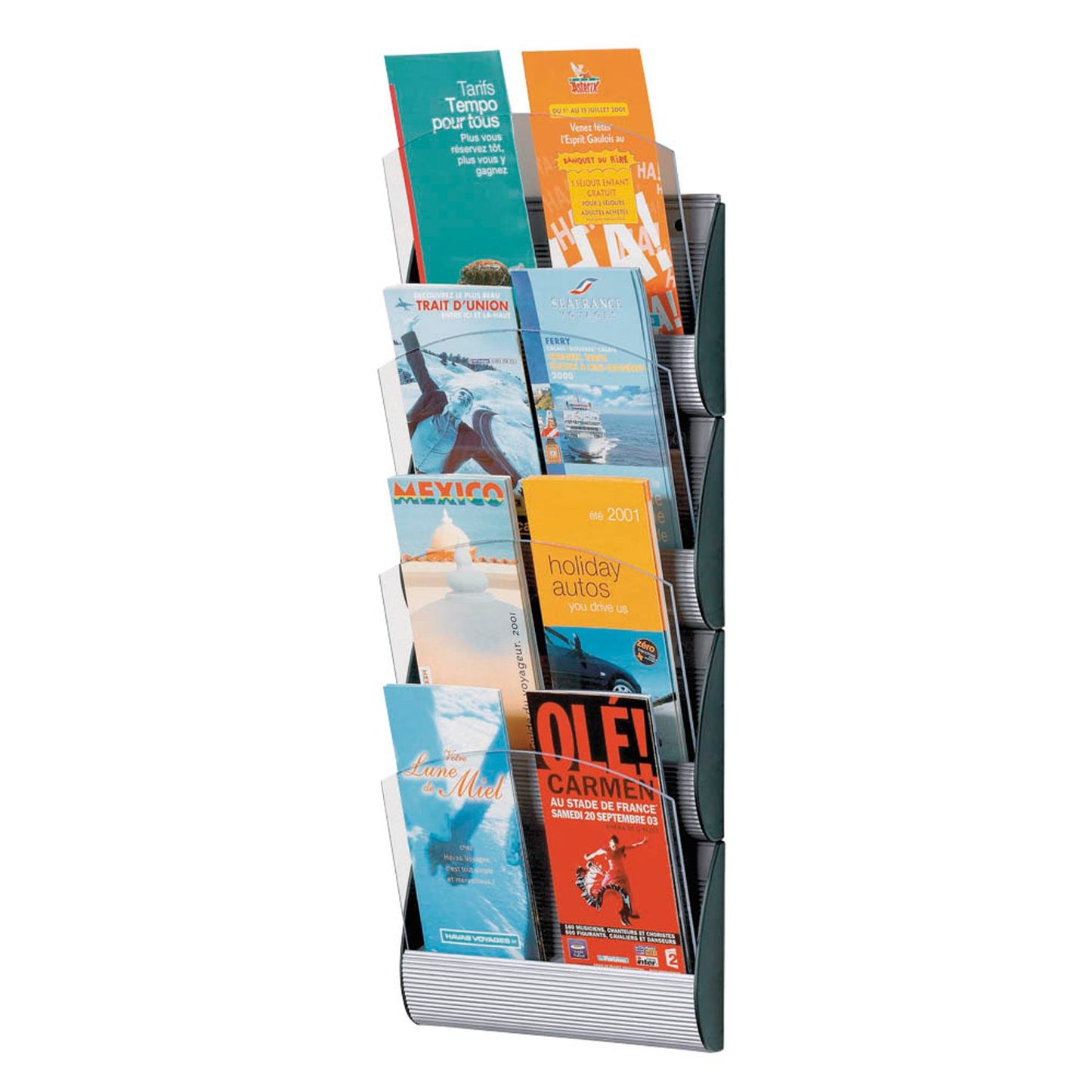PAPERFLOW Wandprospekthalter Integral alu DIN A5, DIN A6 4/8 Fächer | 4065X12.35 | 1 Pack = 3 St.