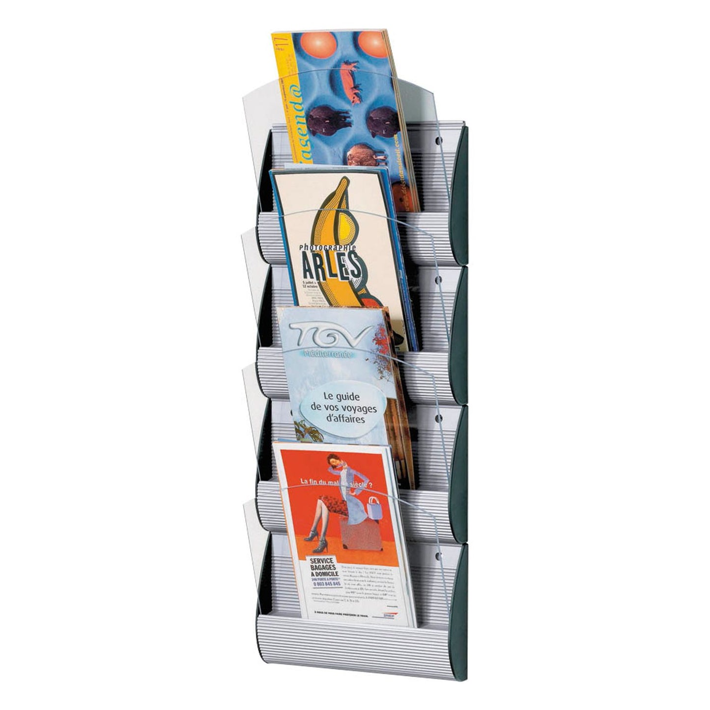 PAPERFLOW Wandprospekthalter Integral alu DIN A5, DIN A6 4/8 Fächer | 4065X12.35 | 1 Pack = 3 St.