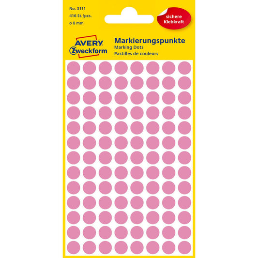AVERY Zweckform Klebepunkte rosa Ø 8,0 mm | 3111 | 1 Pack = 416 St.