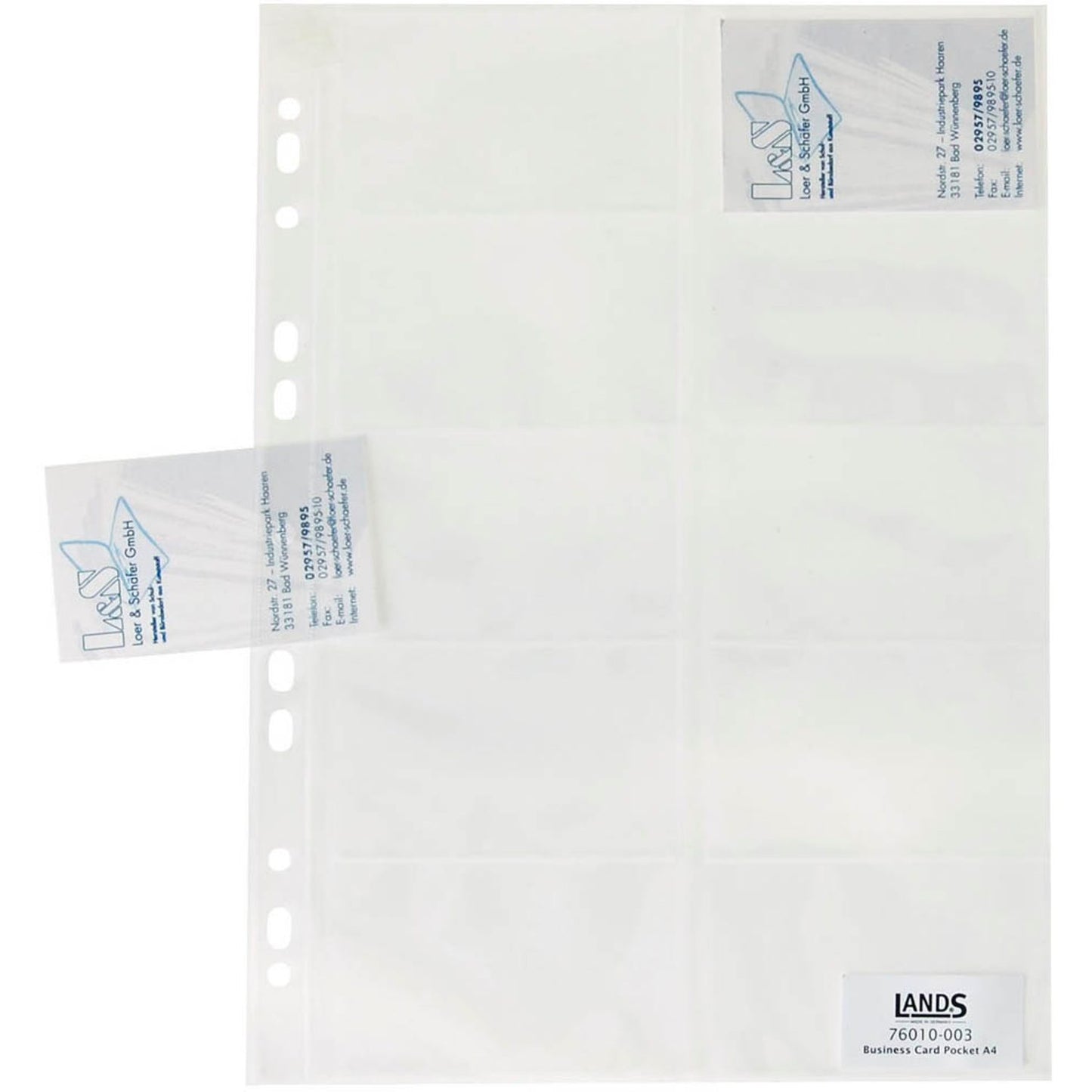 Lands Visitenkartenhüllen DIN A4 glasklar glatt 0,08 mm | 071-2345-003 | 1 Pack = 10 St.