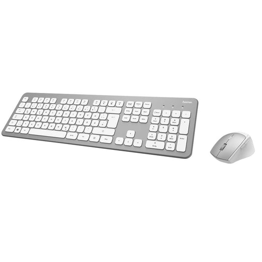 hama KMW-700 Tastatur-Maus-Set kabellos silber, weiß | 182676