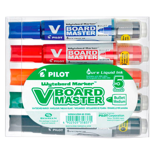 PILOT V-Board Master Whiteboard-Marker farbsortiert 2,0 - 5,0 mm | WBMA-VBM-M-S5BG | 1 Pack = 5 St.