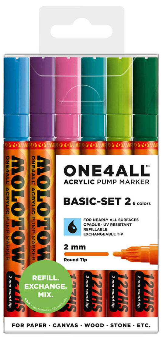 MOLOTOW -SET 2 Acrylstifte farbsortiert 2,0 mm, 6 St.
