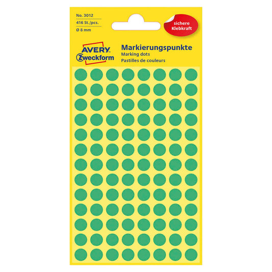 AVERY Zweckform Klebepunkte grün Ø 8,0 mm | 3012 | 1 Pack = 416 St.