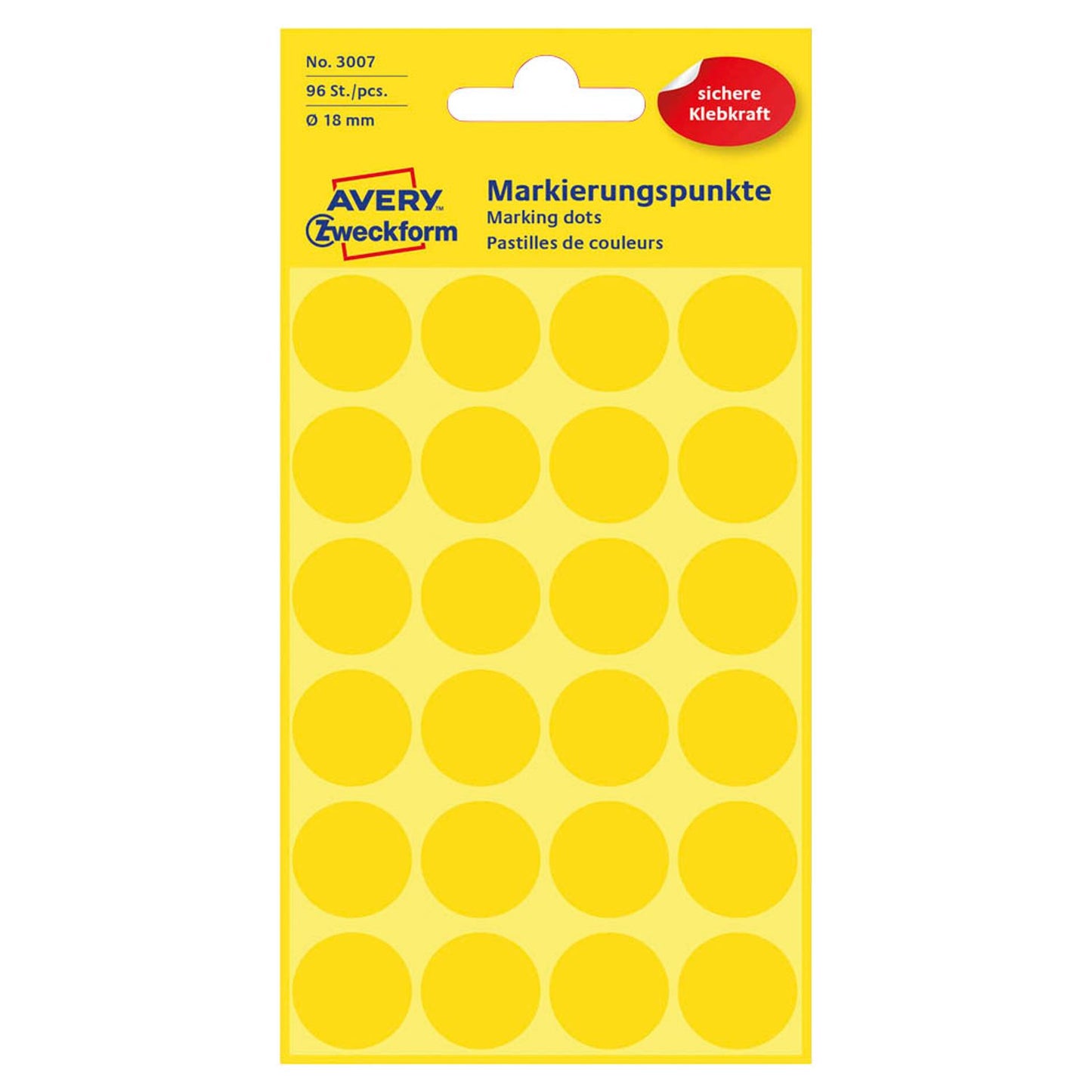 AVERY Zweckform Klebepunkte gelb Ø 18,0 mm | 3007 | 1 Pack = 96 St.