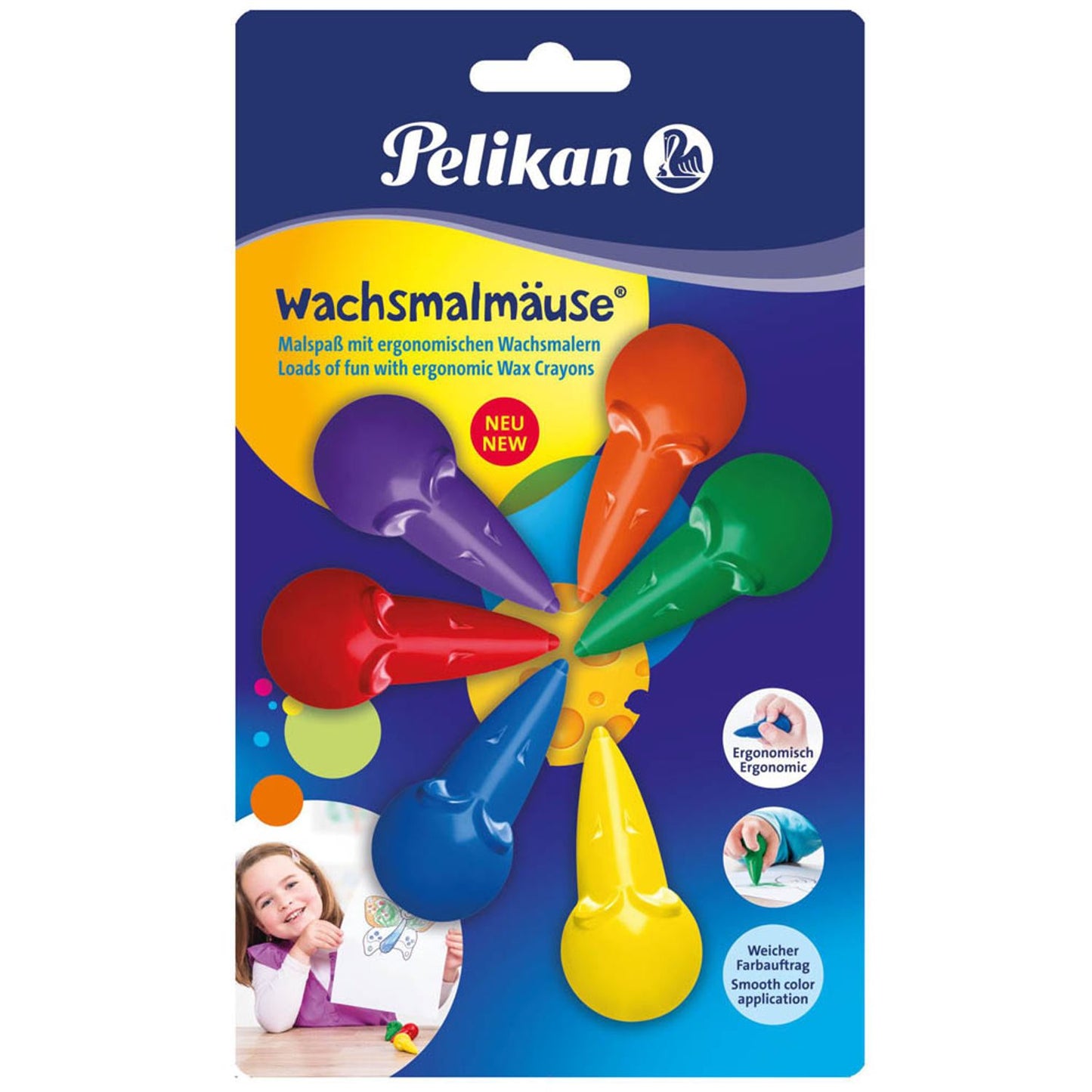 Pelikan wachsmalmäuse® Wachsmalstifte farbsortiert | 100435920 | 1 Pack = 6 St.