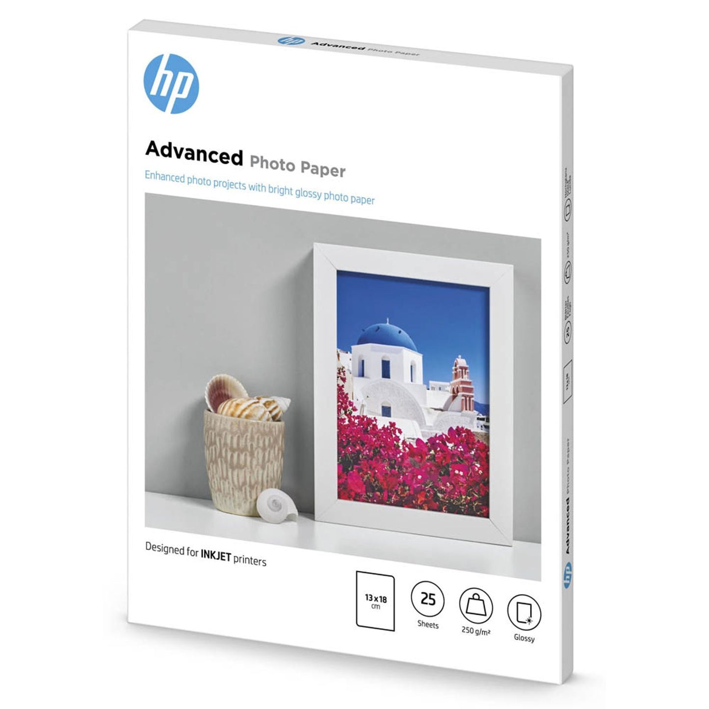 HP Fotopapier 13,0 x 18,0 cm glänzend 250 g/qm | Q8696A | 1 Pack = 25 Blatt