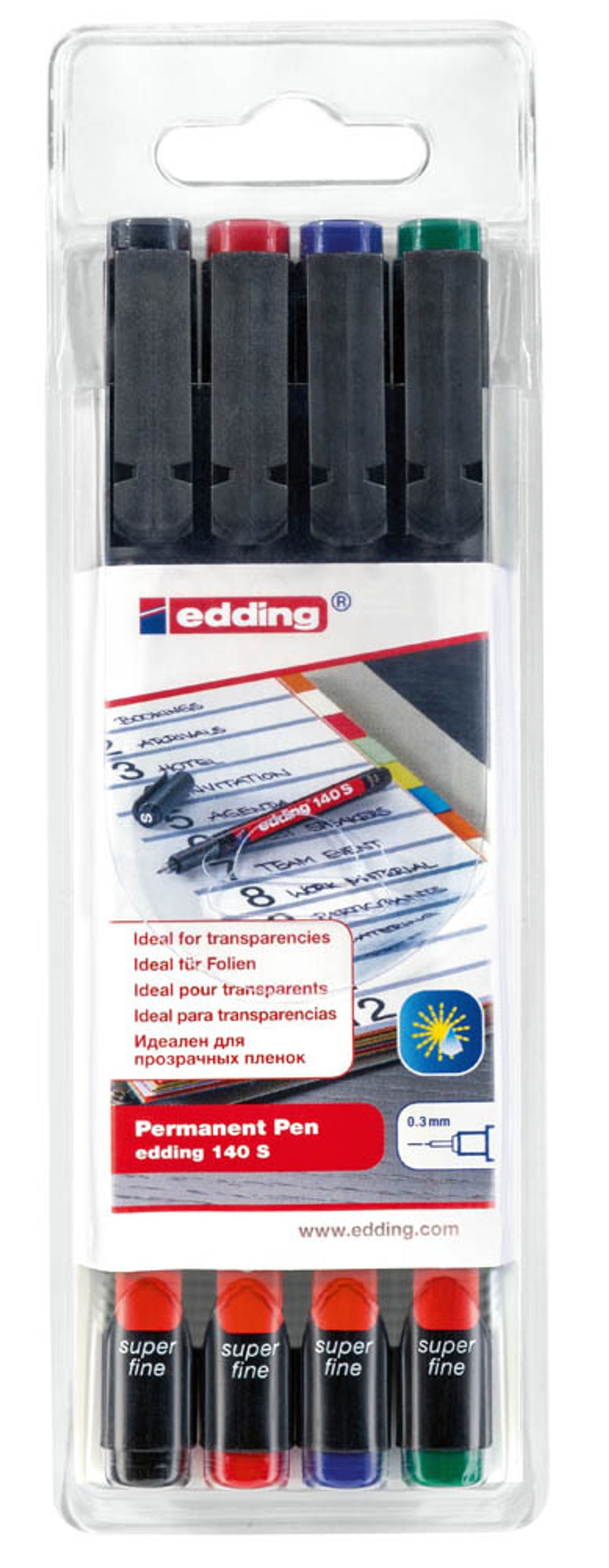 edding Folienstifte-Set farbsortiert permanent 4 St.
