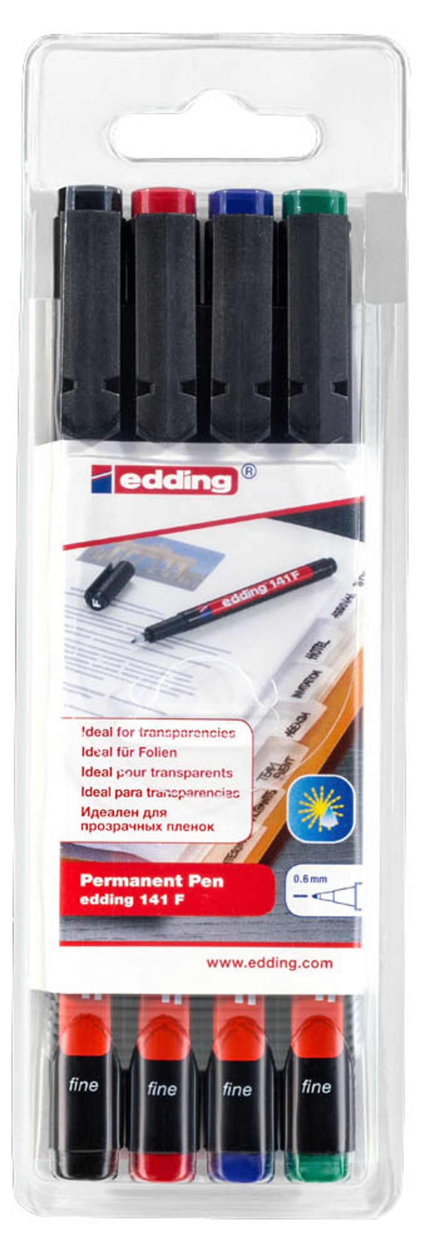 edding Folienstifte-Set farbsortiert permanent 4 St.