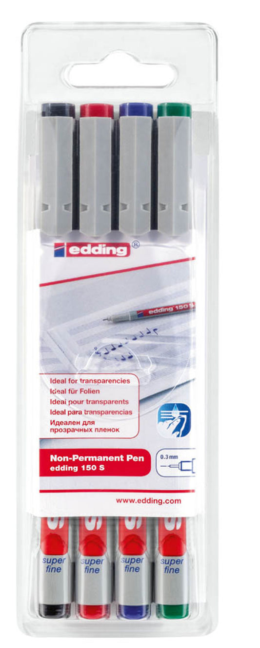 edding Folienstifte-Set farbsortiert non-permanent 4 St.