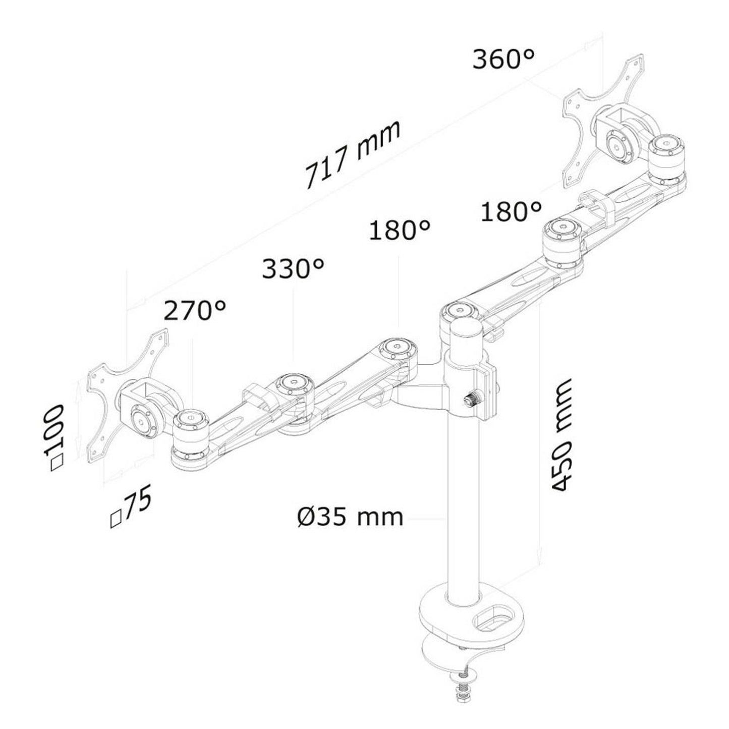 Neomounts Monitor-Halterung silber für 2 Monitore | FPMA-D935DG