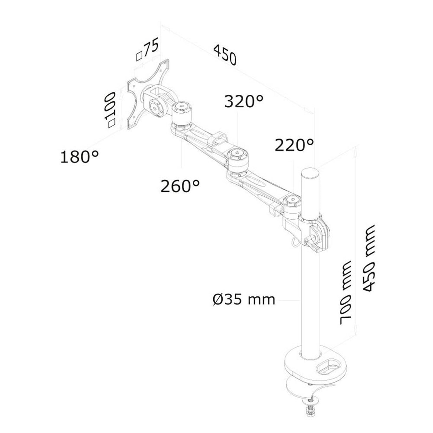 Neomounts Monitor-Halterung silber für 1 Monitor, Tischbohrung | FPMA-D935G