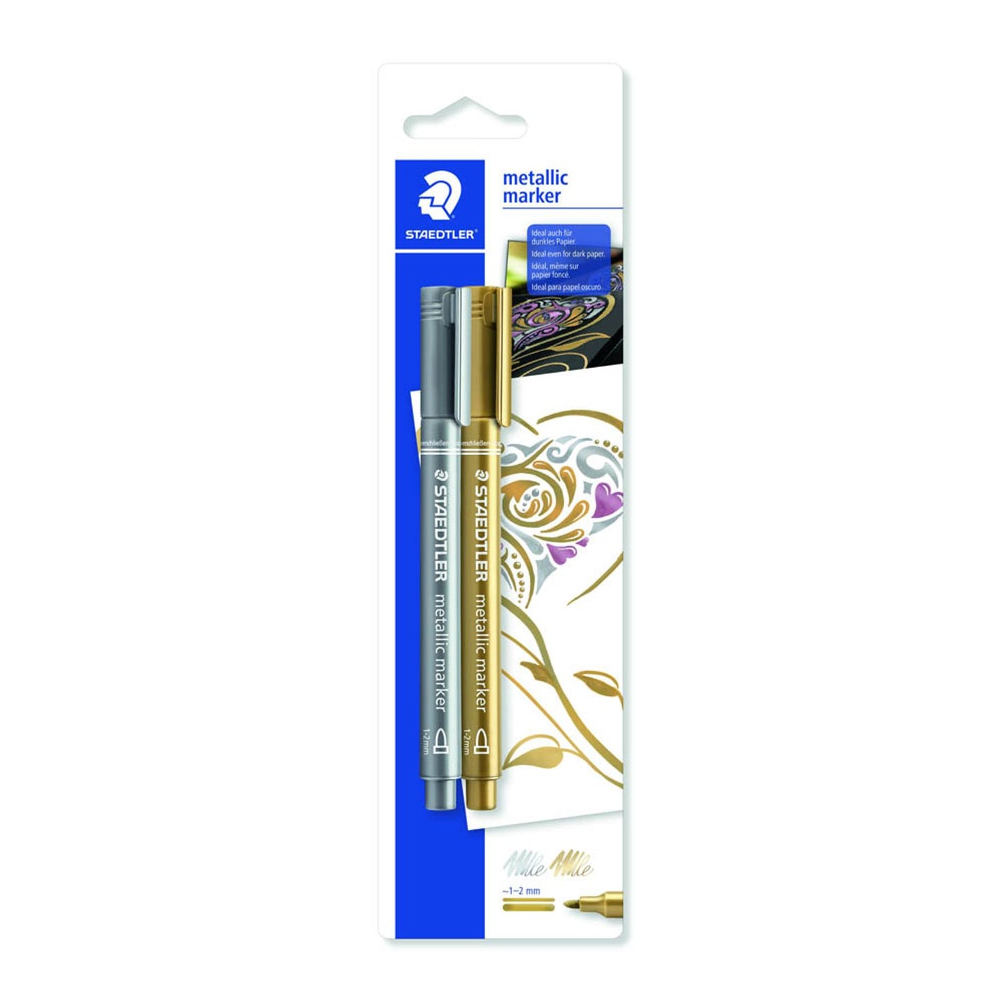 STAEDTLER 8323 Lackmarker farbsortiert 1,0 - 2,0 mm | 8323-S BK2 | 1 Pack = 2 St.