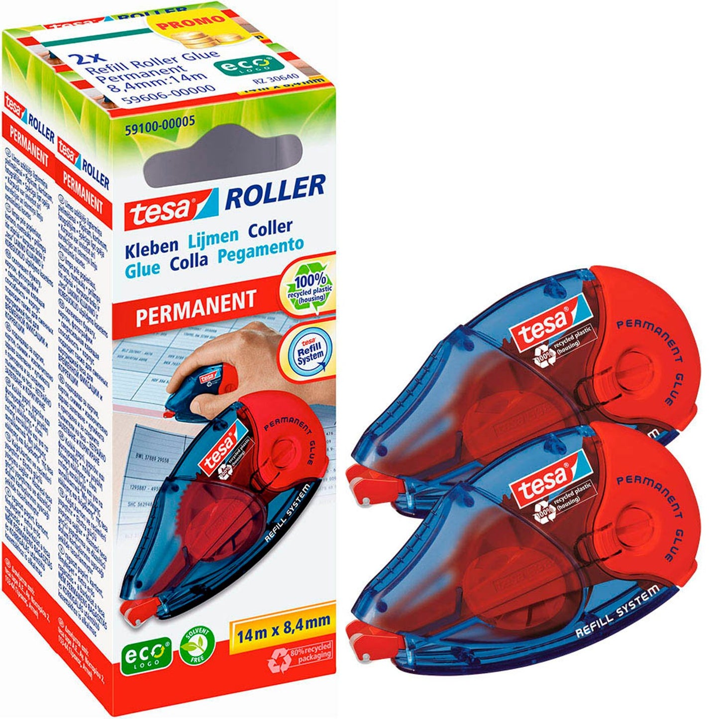 tesa Kleberoller dauerhaft | 59606-00000-03 | 1 Pack = 2 St.