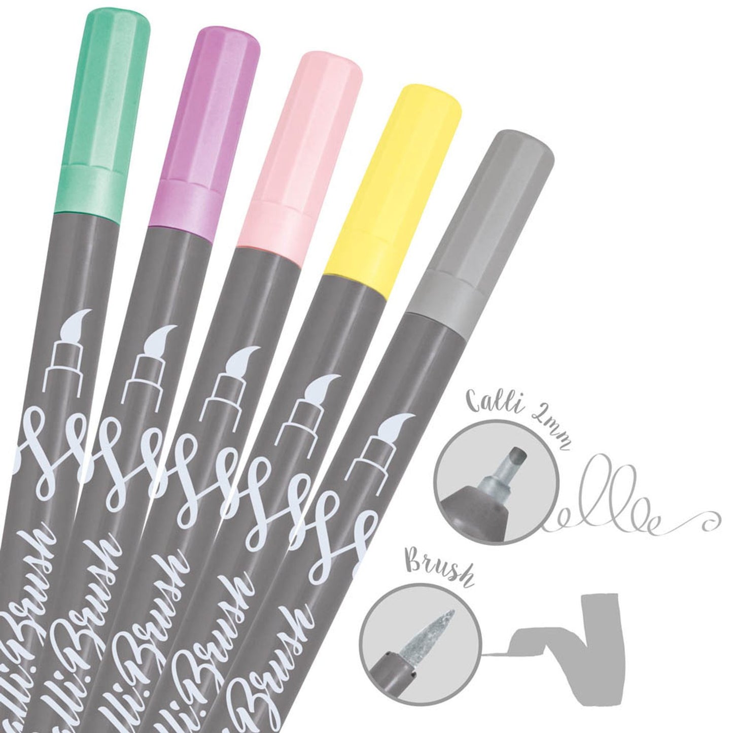 ONLINE® Calli.Brush Double Brush-Pens farbsortiert, 5 St.