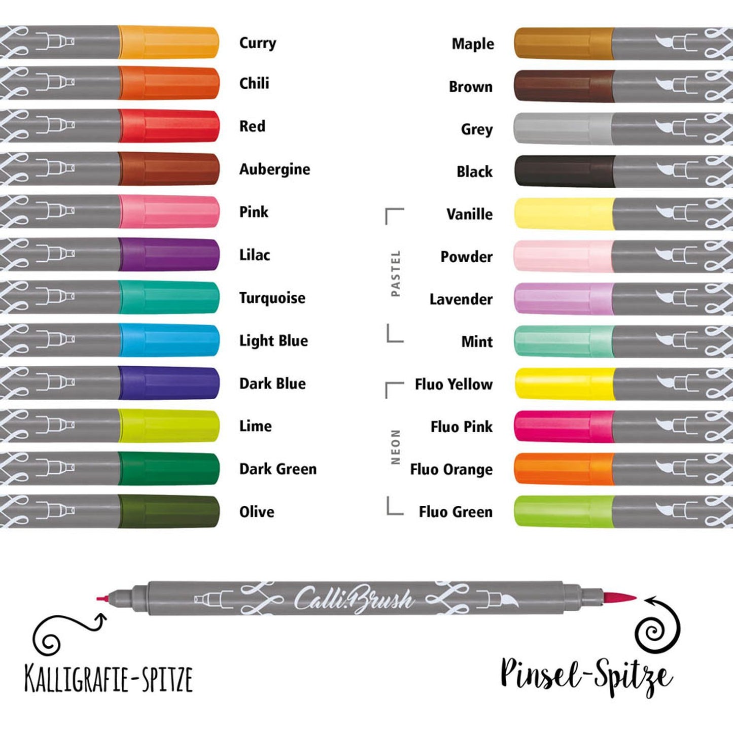 ONLINE® Calli.Brush Brush-Pens farbsortiert | 81463 | 1 Pack = 24 St.