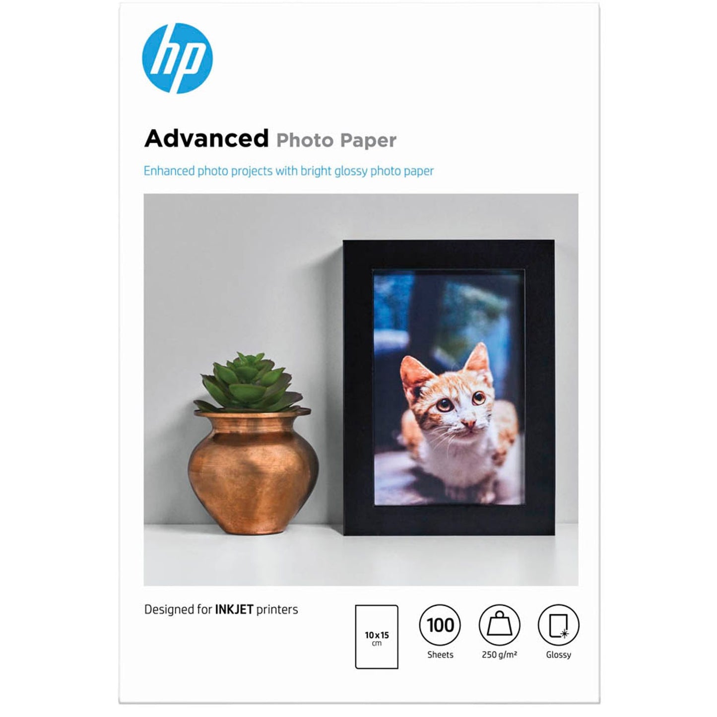 HP Fotopapier 10,0 x 15,0 cm glänzend 250 g/qm | Q8692A | 1 Pack = 100 Blatt