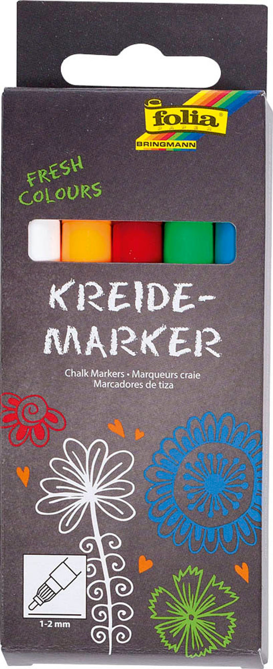 folia Kreidemarker farbsortiert 1,0 - 2,0 mm, 5 St.