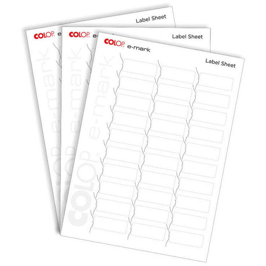 COLOP Etiketten für Digitalstempel e-mark, weiß 48,0 x 18,0 mm, 10x | 153559 | 1 Pack = 10 Blatt