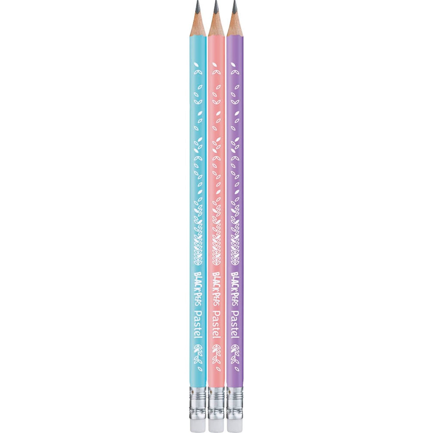 maped BLACK'PEPS Bleistifte HB rose, hellblau, flieder mit Radierer | 851719 | 1 Pack = 3 St.