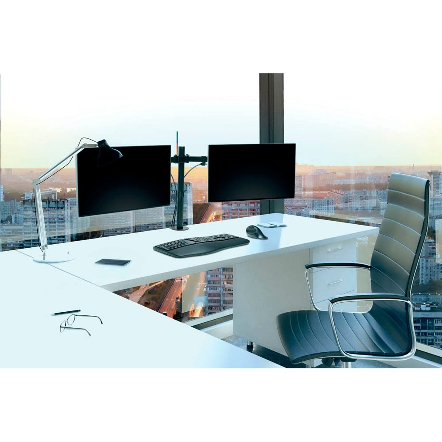 Kensington Monitor-Halterung SmartFit Ergo Dual schwarz für 2 Monitore, Tischklemme, Tischbohrung | K55409WW