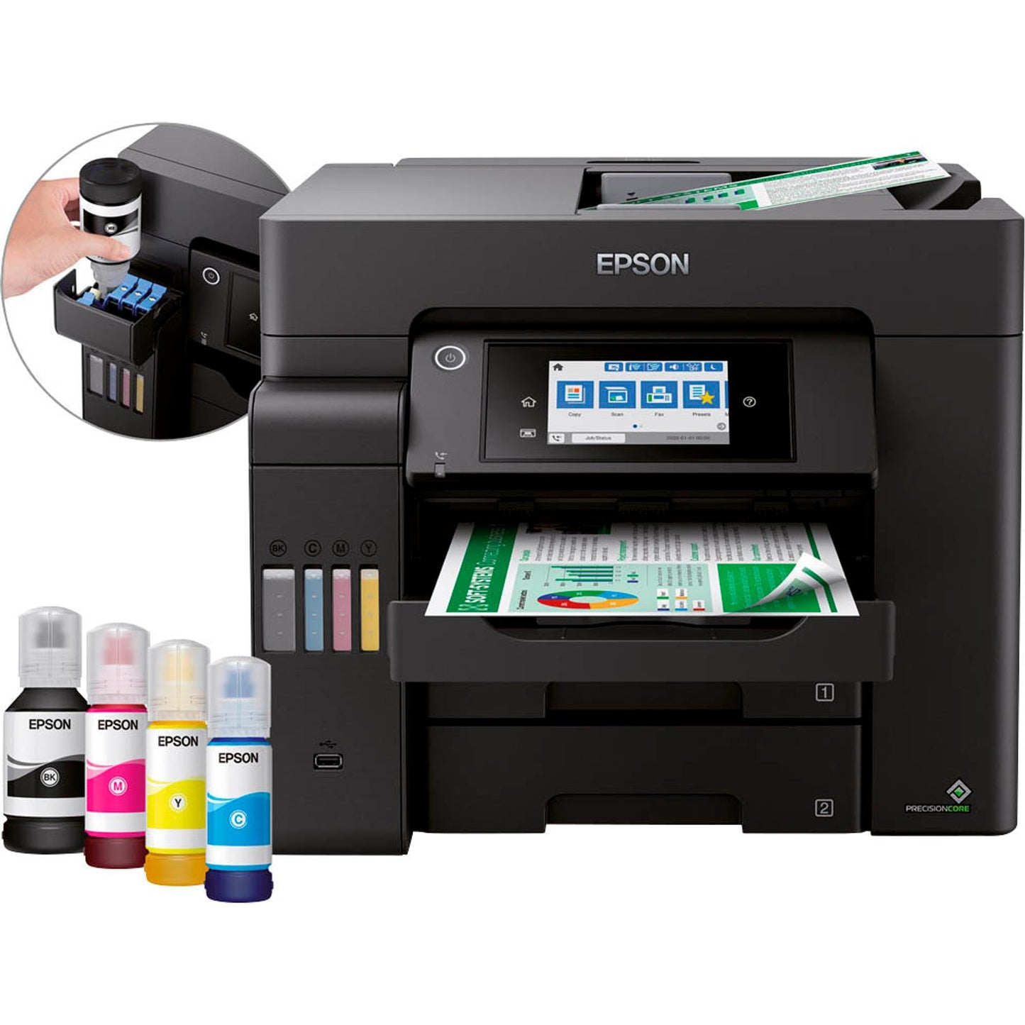 EPSON EcoTank ET-5850 4 in 1 Tintenstrahl-Multifunktionsdrucker schwarz | C11CJ29401