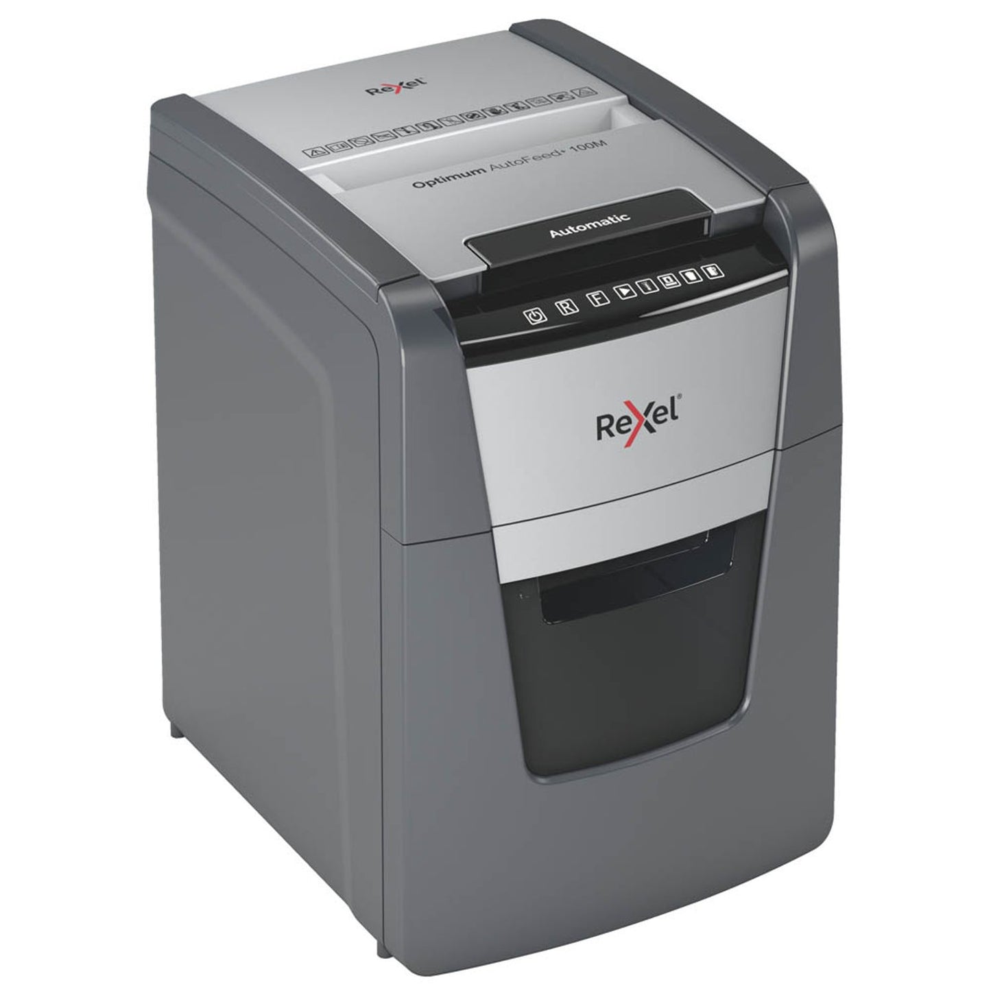 Rexel Optimum AutoFeed+ 100M Aktenvernichter mit Partikelschnitt P-5, 2 x 15 mm, bis , schwarz | 2020100MEU