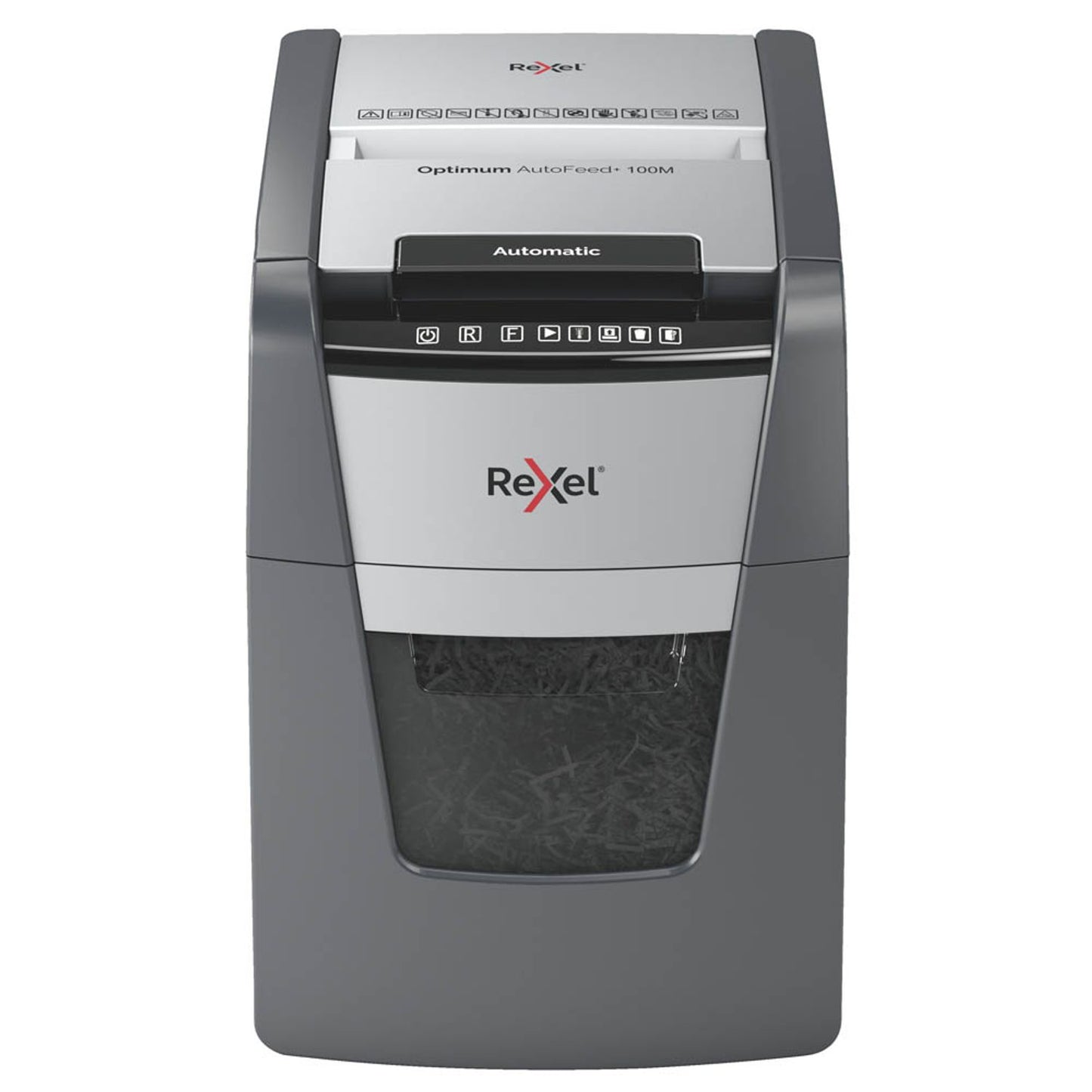 Rexel Optimum AutoFeed+ 100M Aktenvernichter mit Partikelschnitt P-5, 2 x 15 mm, bis , schwarz | 2020100MEU