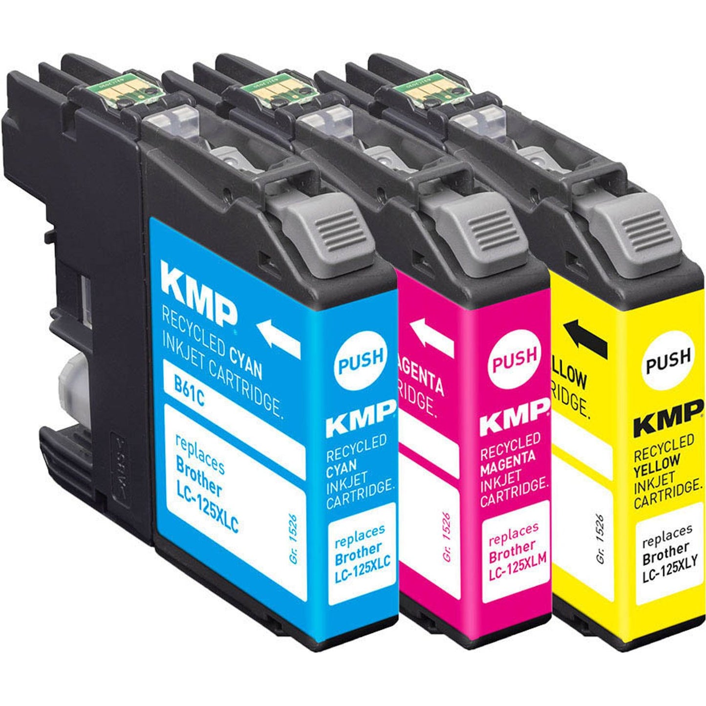 KMP B61V cyan, magenta, gelb Druckerpatronen kompatibel zu brother LC-125XLRBWBP , 3er-Set | 1526,4050 | 1 Pack = 3 St.
