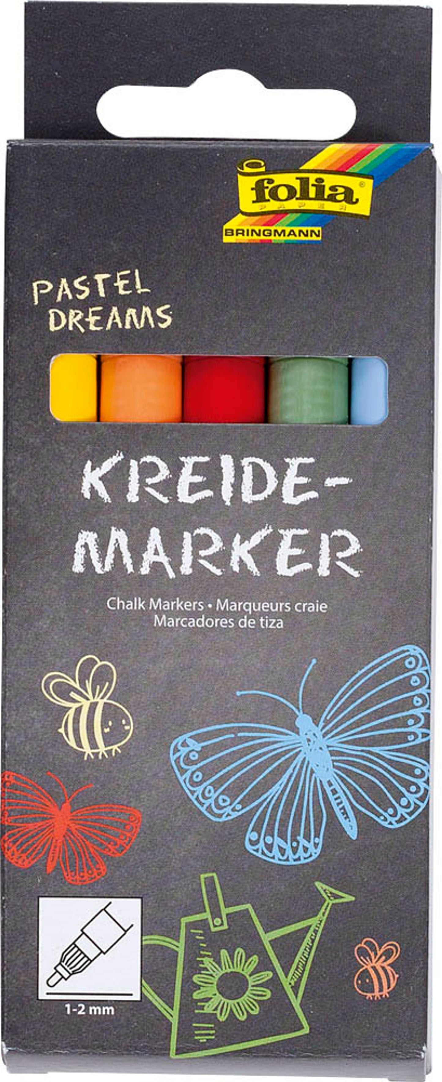 folia Kreidemarker farbsortiert 1,0 - 2,0 mm, 5 St.