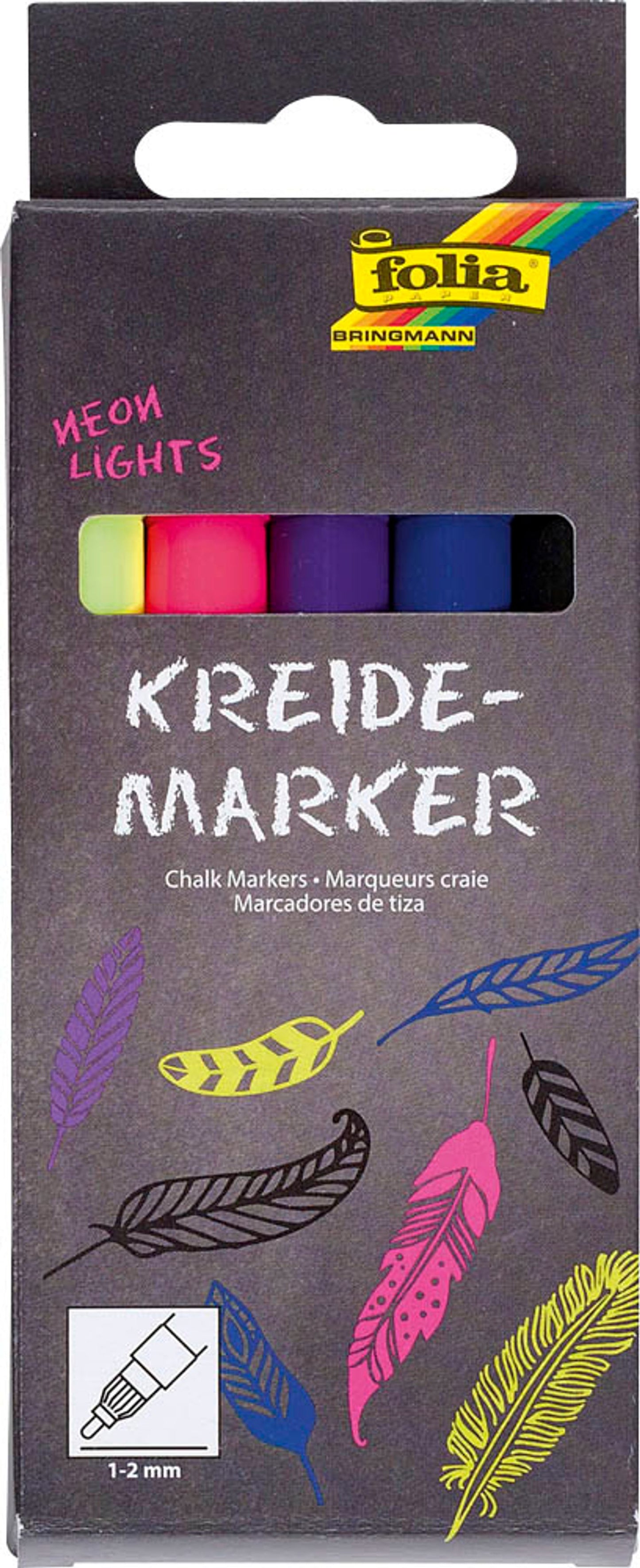 folia Kreidemarker farbsortiert 1,0 - 2,0 mm, 5 St.
